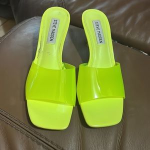 Steve Madden Neon Yellow Square Toe Lucite Heel